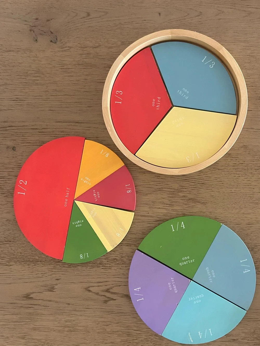 Pottery Barn Kids Math Fractions Educational Wooden Puzzle for Learning